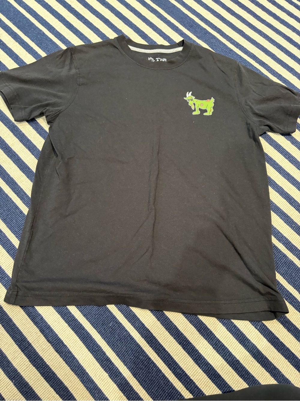 Boys Black Short Sleeve Tee with Green Goat Graphic